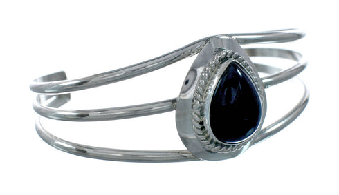 Navajo Onyx Sterling Silver Tear Drop Cuff Bracelet X11011